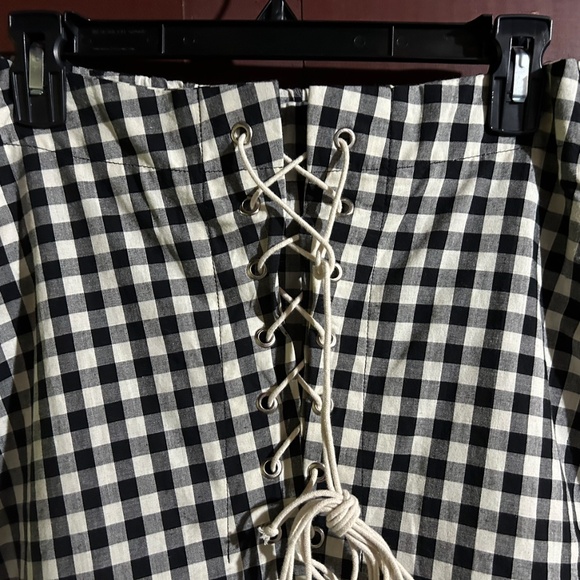 NWOT Eva Franco x Anthropologie Gingham Lace-Up Midi Skirt Black, White Size M - Picture 6 of 16